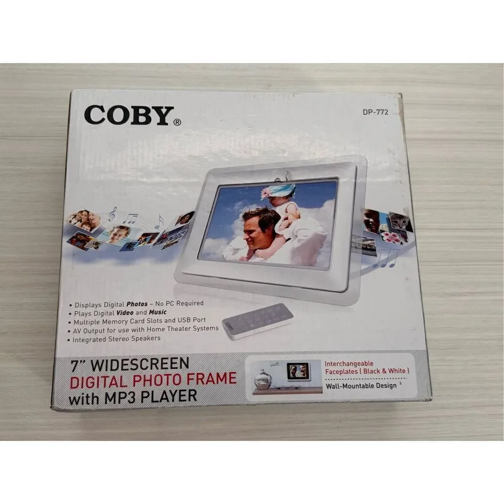 COBY 7 WIDESCREEN DIGITAL PHOTO FRAME with MP3 PLAYER